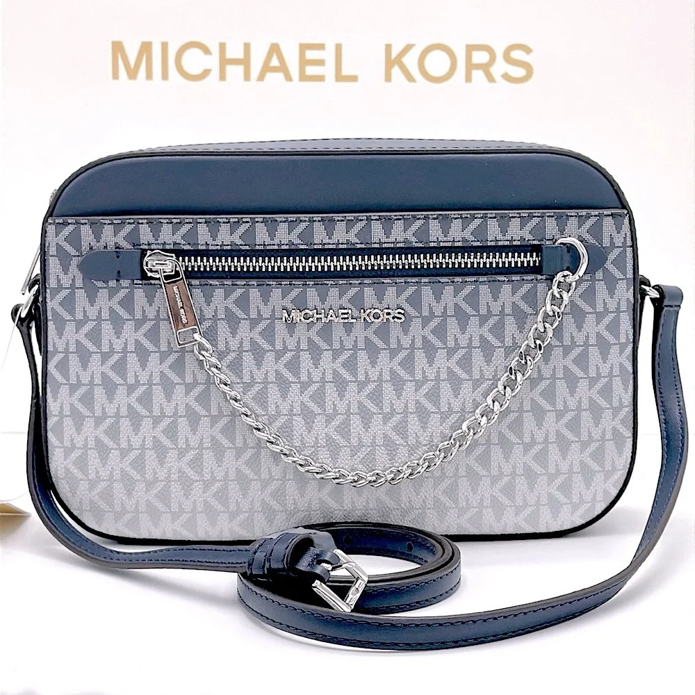 Michael Kors Jet Set Large Ombré Signature Logo East West Crossbody Navy color